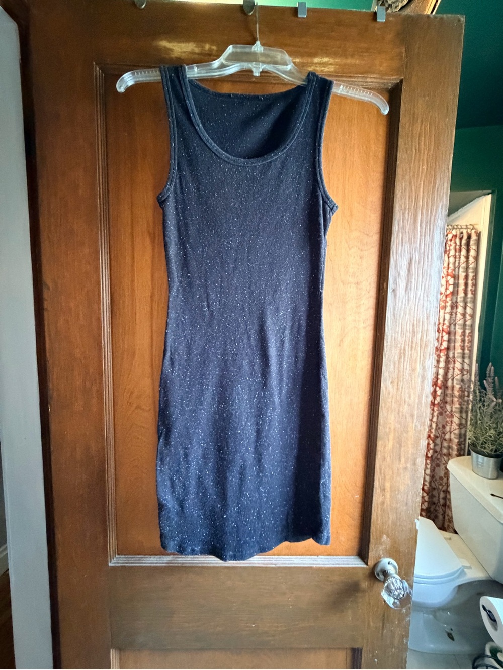 Black with White Speckling cotton fitted Tank Dress